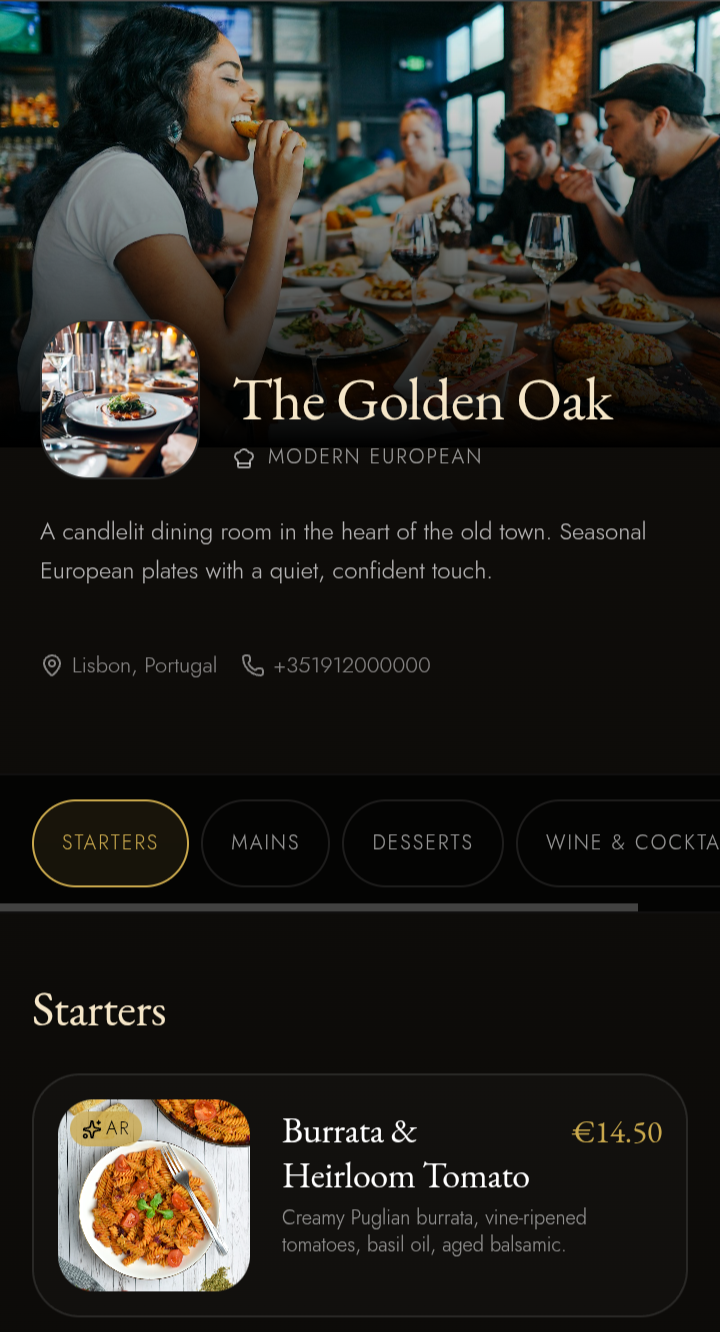 AIMenuLens menu screen